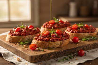 Tartines à la Soubressade halal — mise en scène appétissante