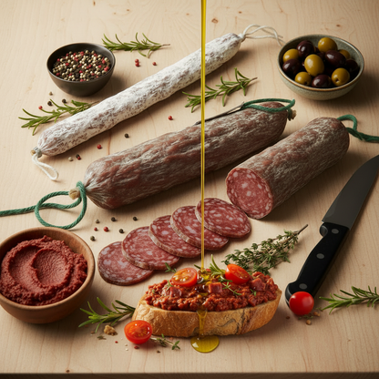 Pack Découverte Fumé & Ibérique — Fuet, Soubressade, Saucisson Fumé avec tartine