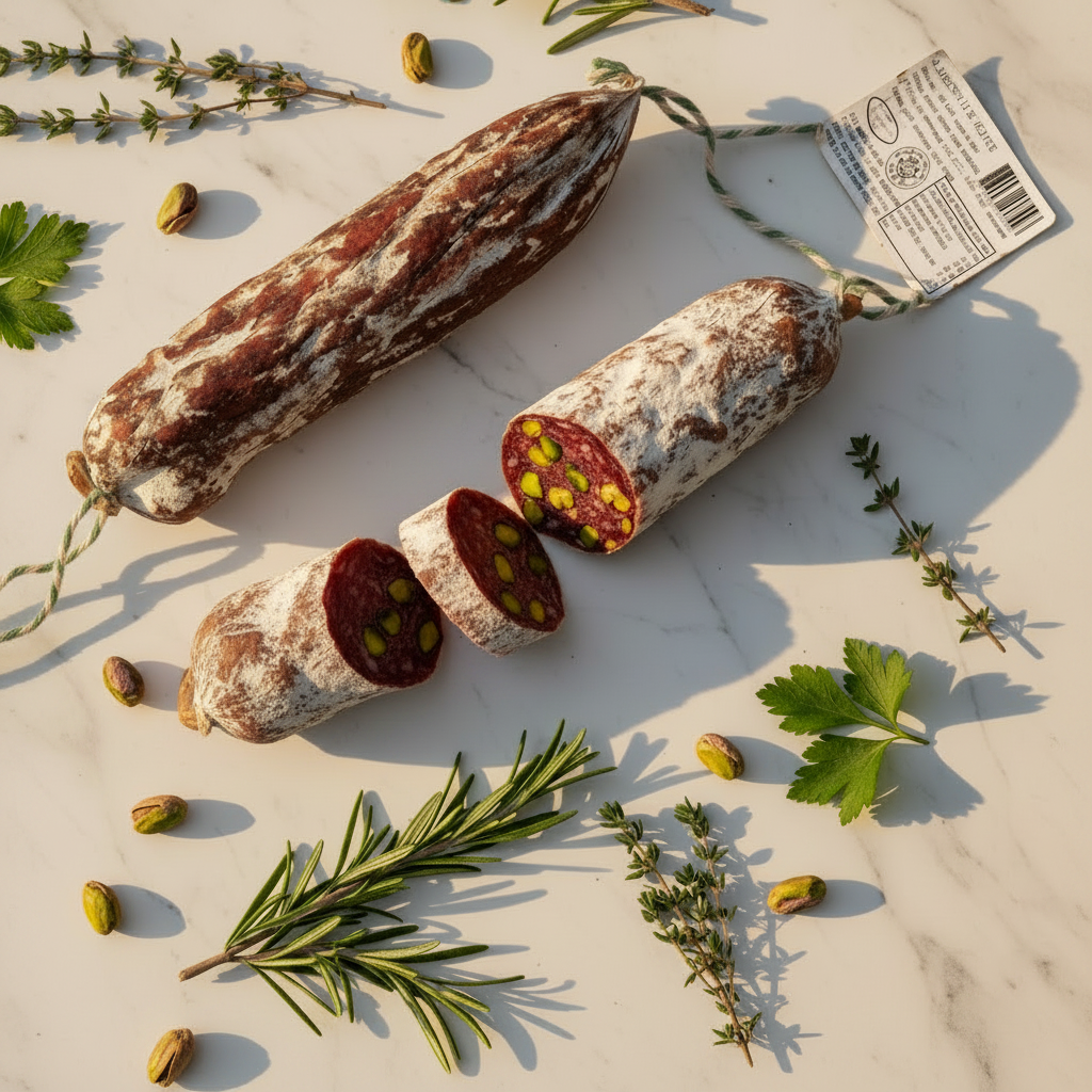 Saucisson Sec  à la Pistache boeuf et dinde 250g — Certifié Halal